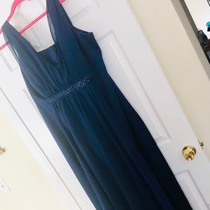 Navy David’s Bridal Empire Waist Dress SZ 26